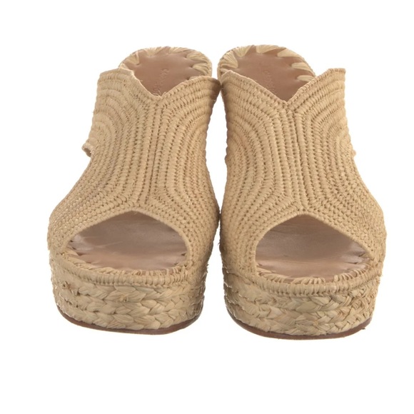 Carrie Forbes Women's Tan Woven Platform Sandals - Picture 2 of 5